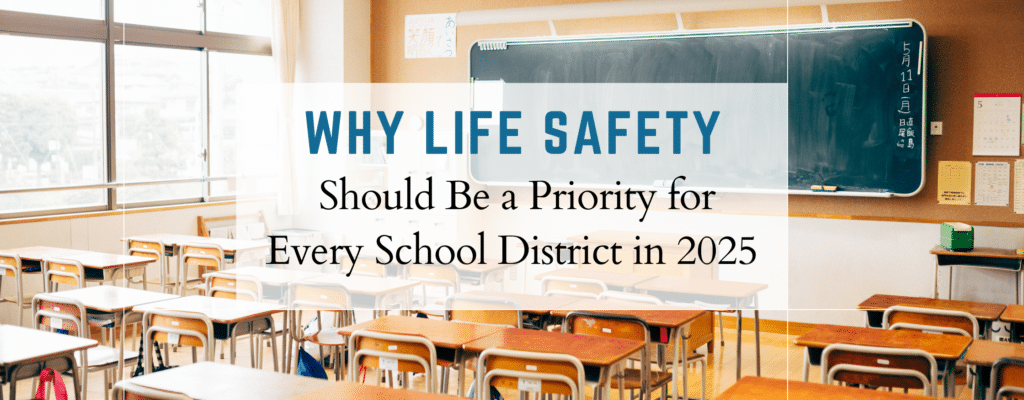 Classroom with desks and chairs, representing the importance of prioritizing life safety in school districts for 2025