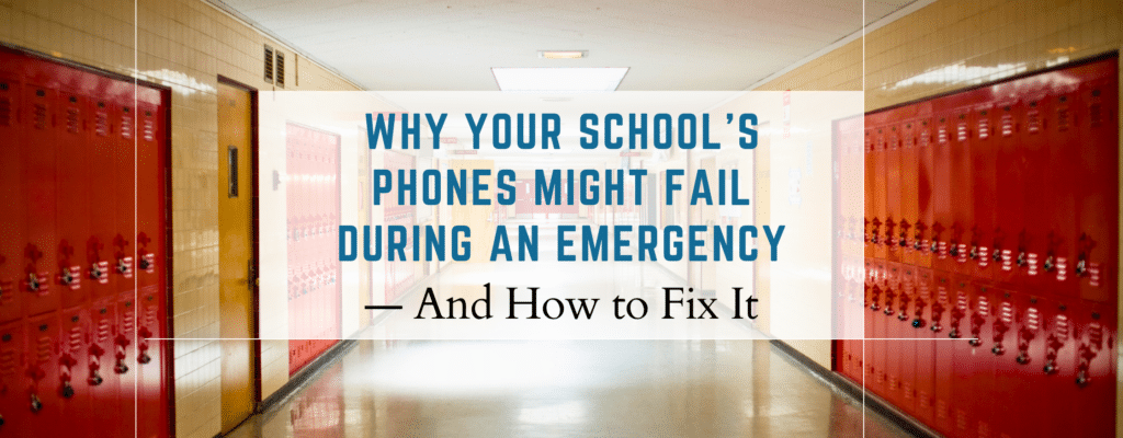 Classroom with school phone system emergency title overlay