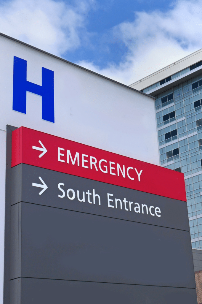 Hospital emergency entrance sign - communication systems for healthcare facilities